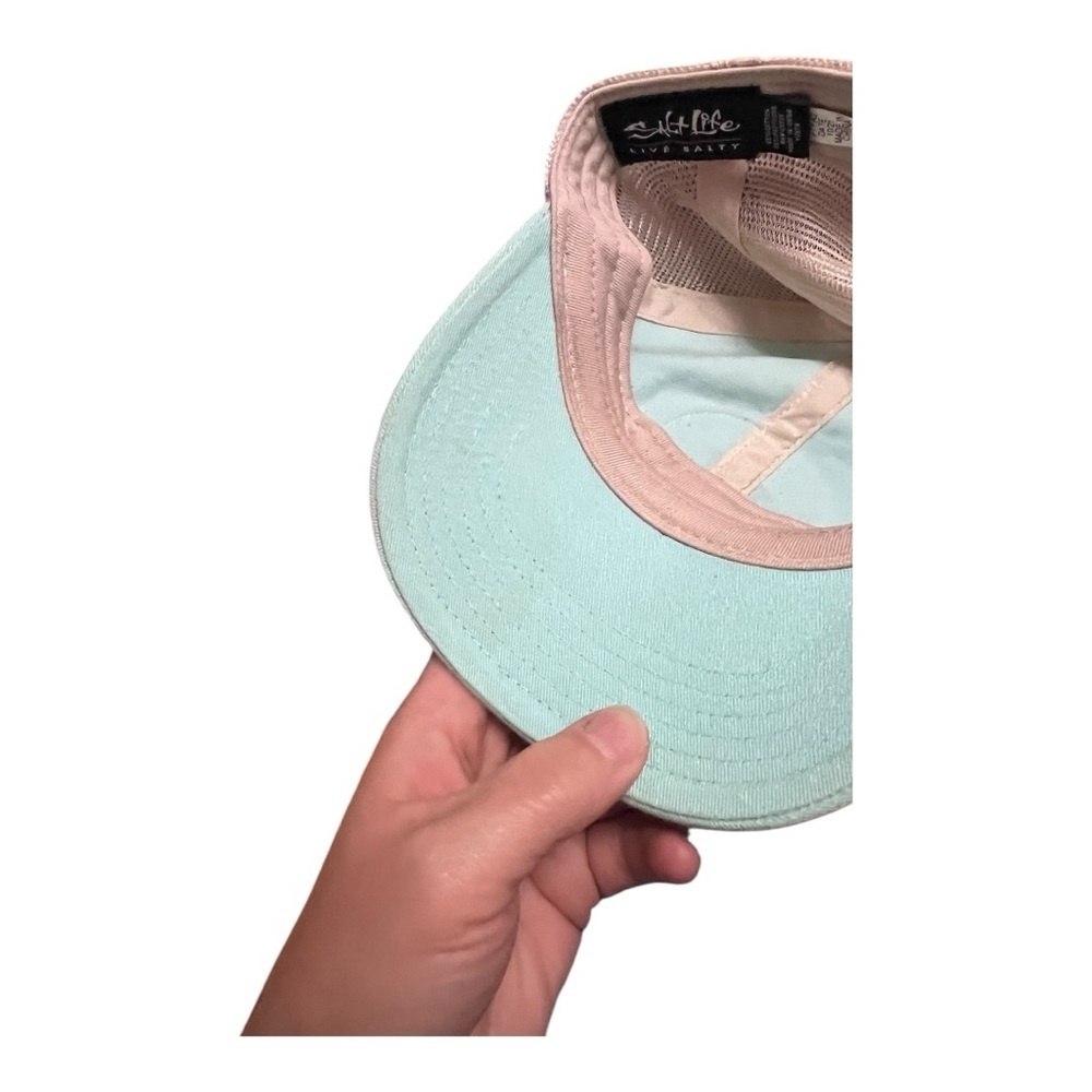 Salt Life Sea Foam Green Blue and Cream Trucker Snapback hat - Picture 6 of 8